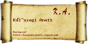 Kőszegi Anett névjegykártya